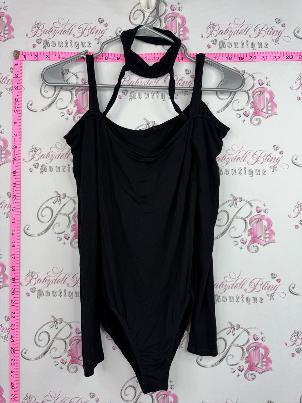 Fashion Nova bodysuit strappy Black Draped Halter Bodysuit